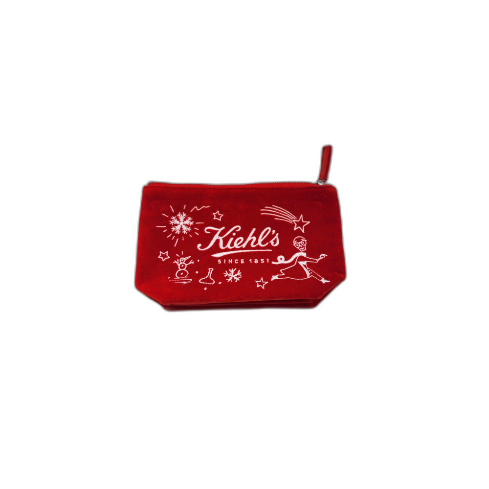 Kiehl's Red Soft Velvet Holiday Makeup Bag limited edition cosmetic pouch